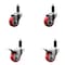Service Caster 3'' Red Poly Swivel 1-1/8'' Expanding Stem Caster Set 2 Total Lock Brakes, 4PK SCC-EXTTL20S314-PPUB-RED-2-S-2-118 - alternate 1